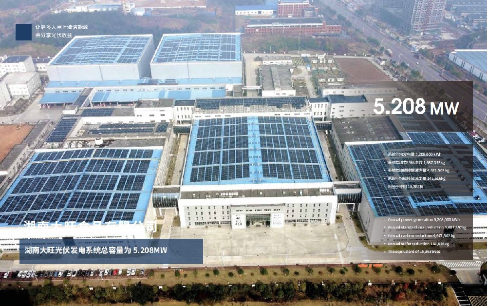 湖南大旺光伏发电系统总容量为 5.208MW